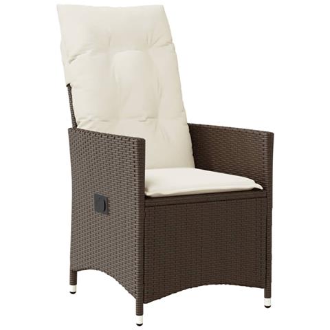 Sedia Reclinabile da Giardino con Cuscini Marrone in Polyrattan - Foto 1