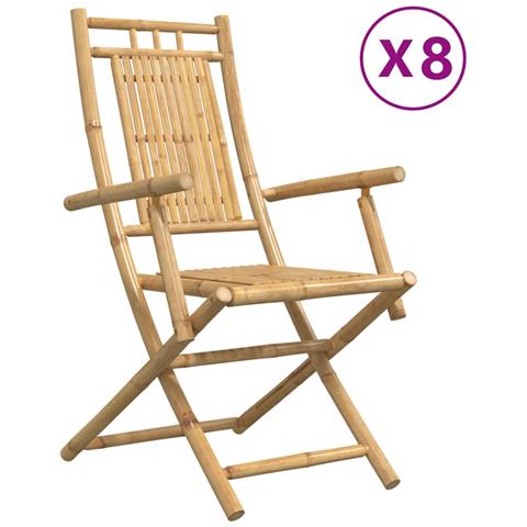 Sedie da Giardino Pieghevoli 8 pz 53x66x99 cm in Bamb? - Foto 1