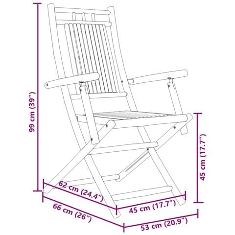 Sedie da Giardino Pieghevoli 8 pz 53x66x99 cm in Bamb? - Foto 10