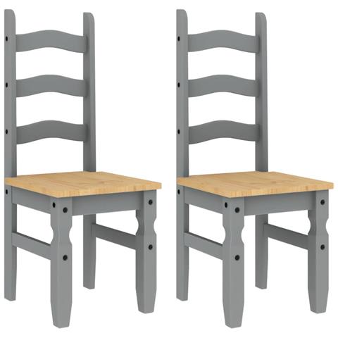 Sedie da Pranzo 2 pz Corona Grigie 42x47x107 cm Legno Massello di Pino - Foto 1