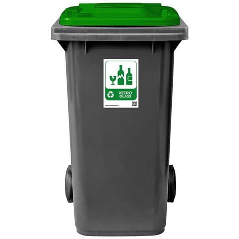 Bidone Per La Raccolta Differenziata Grande 240 Lt Base Grigia E Coperchio Verde Condominio Hotel Ristoranti Certificato Uni En 840 Per Rifiuti E Riciclo - Foto 1