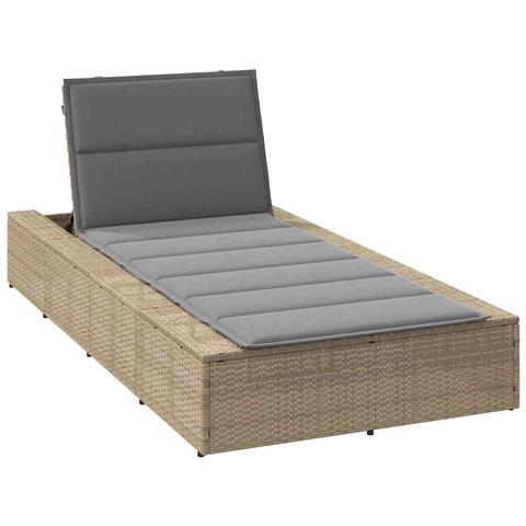 Lettino Prendisole Con Cuscino Galleggiante Beige In Polyrattan - Foto 1