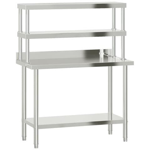 Tavolo Lavoro Cucina Con Ripiano 110x55x150 Cm Acciaio Inox - Foto 2