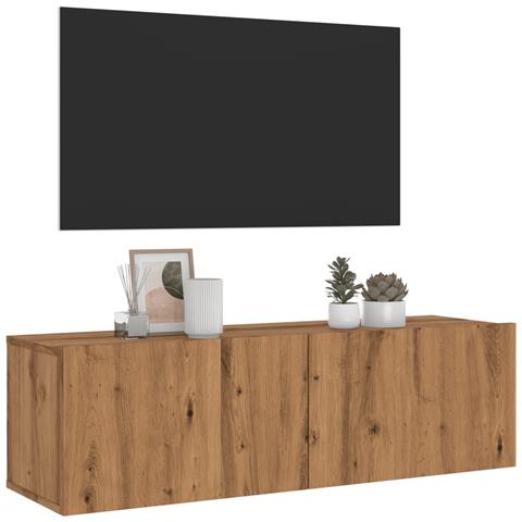 Mobile Tv A Parete Rovere Artigianale 100x30x30cm In Truciolato - Foto 1