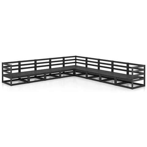 Set Divani Da Giardino 9 Pz Nero In Legno Massello Di Pino - Foto 1