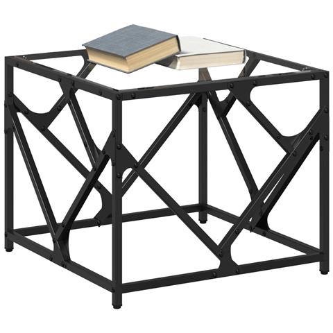 Lusso Casadino -  Tavolini Con Piano In Vetro Trasparente 2 Pz 50x50x41cm Acciaio - Foto 2