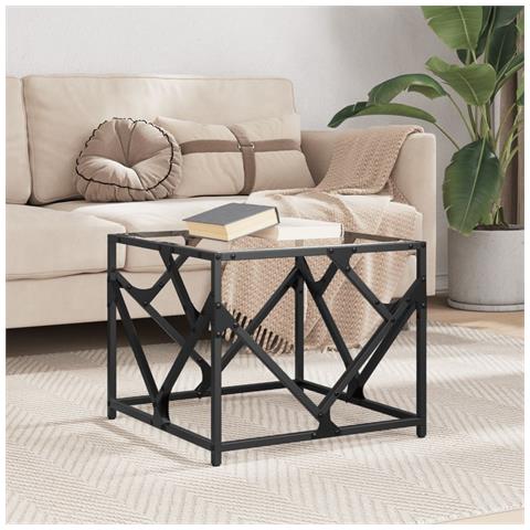 Lusso Casadino -  Tavolini Con Piano In Vetro Trasparente 2 Pz 50x50x41cm Acciaio - Foto 8