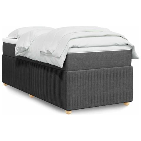 Giroletto a Molle con Materasso Grigio Scuro 90x200 cm Tessuto - Foto 2