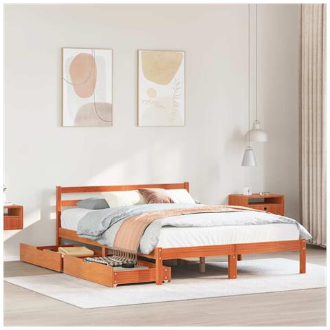 Letto senza Materasso Marrone Cera 120x190 cm in Legno di Pino - Foto 2