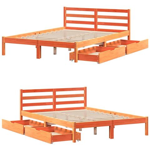 Letto senza Materasso Marrone Cera 120x190 cm in Legno di Pino - Foto 9