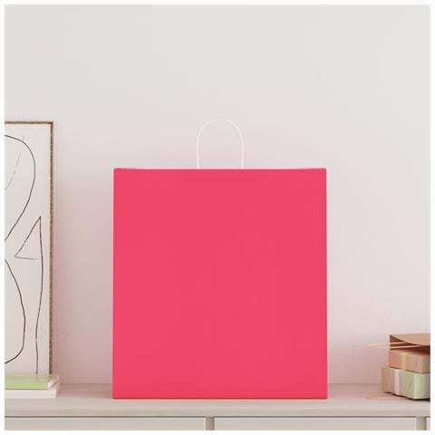 Sacchetti di Carta 250 pz con Manici Rosa 45x17x48 cm - Foto 2