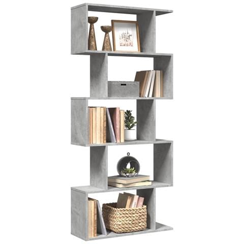 Libreria Divisorio 5Piani Grigio Cemento 70x24x161cm Truciolato - Foto 2