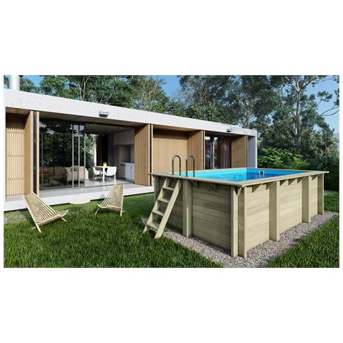 Piscina In Legno Aqua 4.65x2.85 - H. 1.24 M Con Profilo Da Cementare - Foto 1