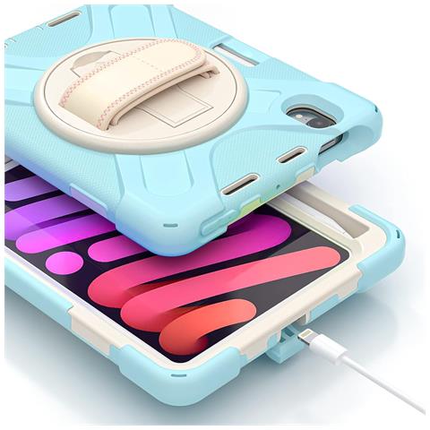 Custodia Per Ipad Mini 6 8.3"" Con Supporto E Tracolla Azzurra - Foto 4