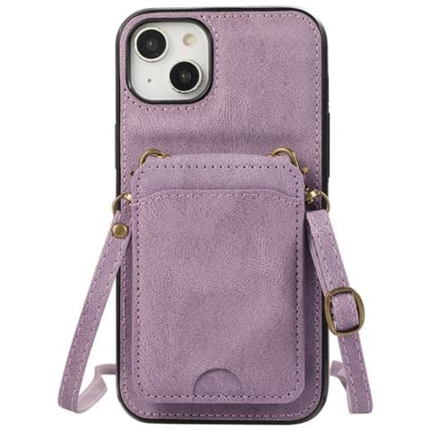 Custodia In Pelle Viola 3 In 1 Compatibile Con Iphone 17 Pro Max Con Porta Carte E Tracolla - Foto 1
