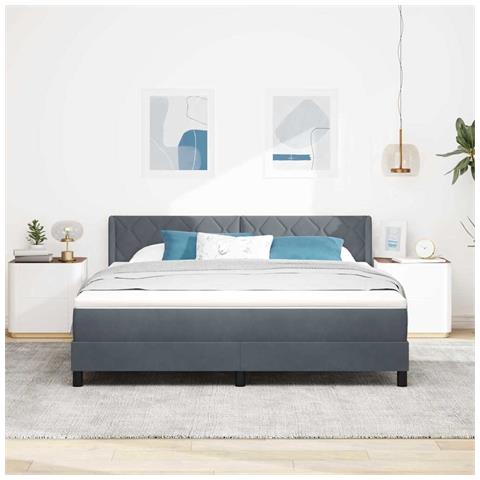Letto Box Spring con Materasso Nero 100x200 cm in Velluto - Foto 2