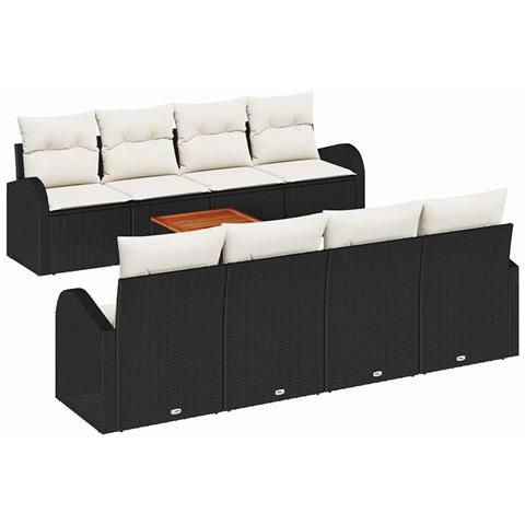 Set Divano da Giardino 9 pcs Nero e bianco - Foto 1