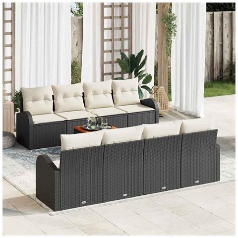 Set Divano da Giardino 9 pcs Nero e bianco - Foto 2