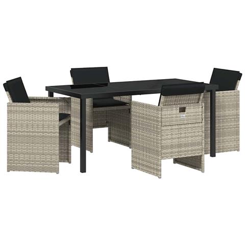 Set da Pranzo per Giardino 5 pcs Grigio chiaro polyrattan - Foto 1