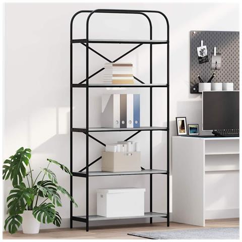 Libreria Grigio sonoma 80 x 30 x 183 cm Legno multistrato - Foto 2