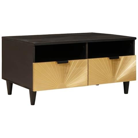 Tavolino da salotto with Drawer Nero e Oro 80 x 54 x 40 cm - Foto 1