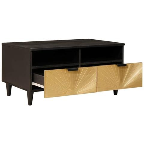 Tavolino da salotto with Drawer Nero e Oro 80 x 54 x 40 cm - Foto 2