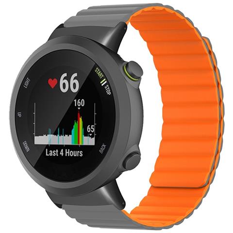 Cinturino Magnetico In Silicone Compatibile Con Garmin Forerunner 45/45s /swim 2 - Vari Colori Grey+orange - Foto 4
