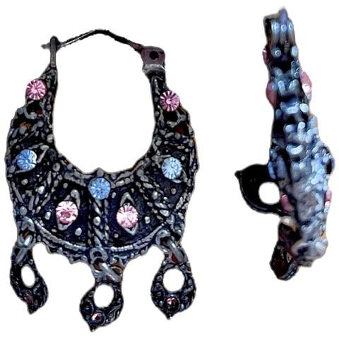 Doppio Cerchio Con 2 Lati Pendenti E Cristallo Argento Sw 10µ Invecchiato - Foto 4