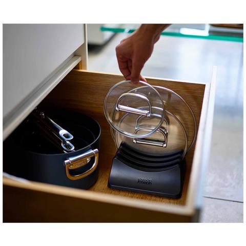 Supporto Per Coperchi Space Tre Posti Organizzatore Per Coperchi Di Pentole Accesso Facile Base Antiscivolo Colore Blu - Foto 2