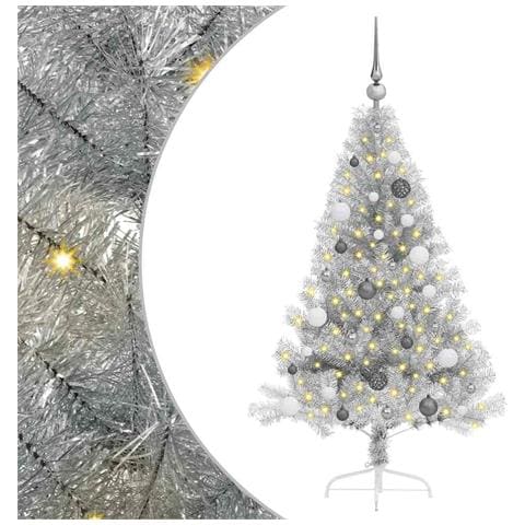 Albero di Natale artificiale con luci integrate Argento 150 cm - Foto 1