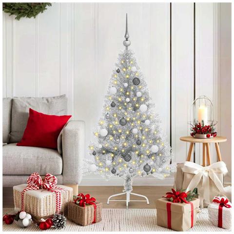 Albero di Natale artificiale con luci integrate Argento 150 cm - Foto 2