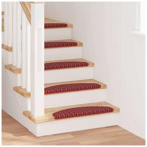 Tappetini per scale autoadesivi 15 pcs Rosso 65 x 21 x 4 cm - Foto 2
