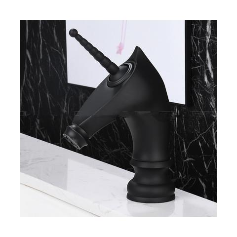 Rubinetto per lavabo da bagno, Blackswan, tipo M284 Unicorn, modello corto nero opaco, misura 20 cm - Foto 2