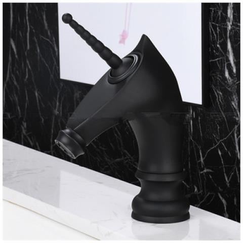 Rubinetto per lavabo da bagno, Blackswan, tipo M284 Unicorn, modello corto nero opaco, misura 20 cm - Foto 4