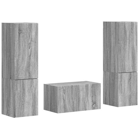 Set mobile TV 5 pcs Grigio Sonoma Legno multistrato - Foto 1