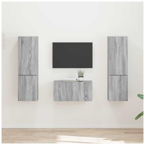 Set mobile TV 5 pcs Grigio Sonoma Legno multistrato - Foto 2