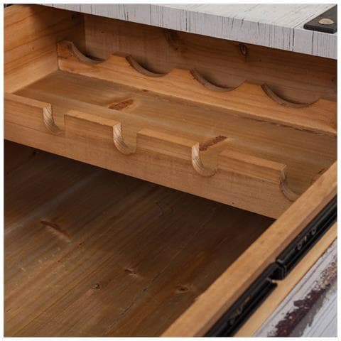 Portabottiglie In Legno E Tela Bianca 100x60x55h - Foto 8