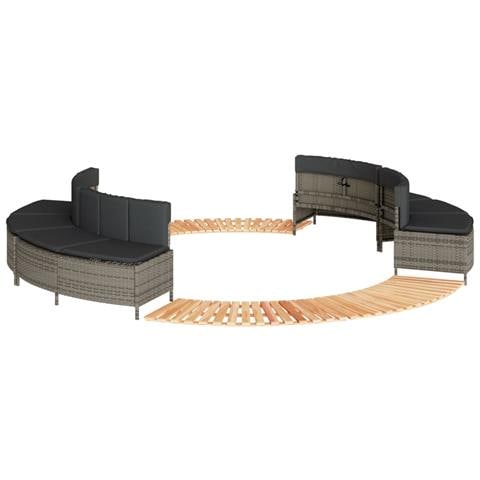 Bordo per Spa Grigio in Polyrattan e Legno Massello di Acacia - Foto 1