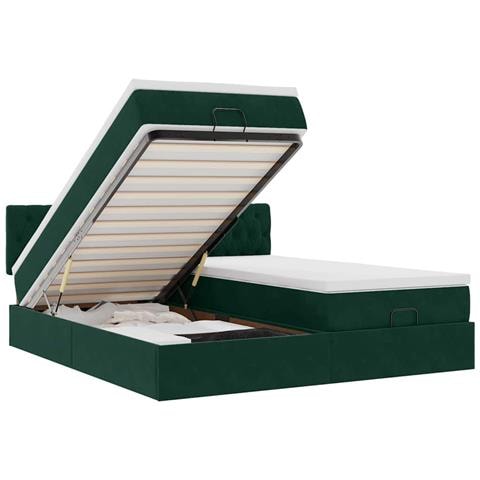 Struttura Letto Pouf con Materassi 160x200 cm Velluto - Foto 1