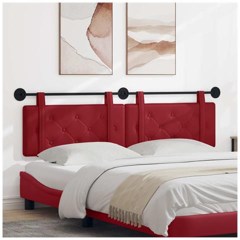 Testata appesa Rosso Vino 190 x 55 x 5 cm Pelle Sintetica - Foto 2
