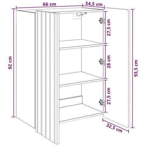 Mobiletto a muro Bianco Lucido 66 x 34,5 x 92 cm - Foto 7