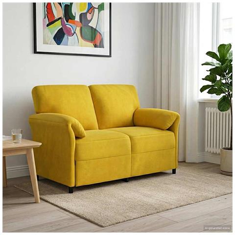 Divano a 2 Posti Giallo 138 x 83 x 95 cm Velluto - Foto 2