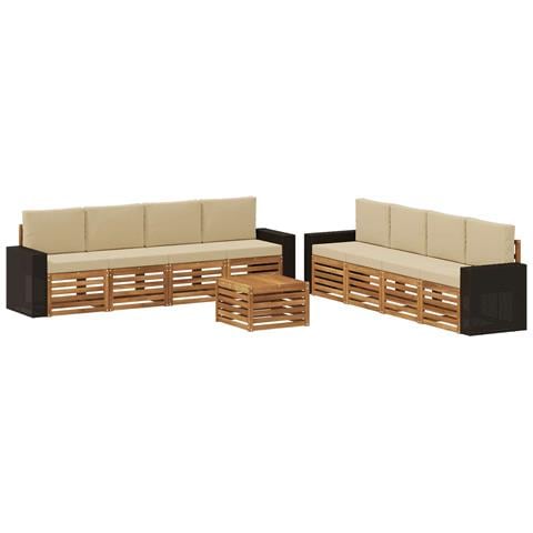 Set divani con cuscino 9 pcs Legno di Acacia Massello - Foto 1