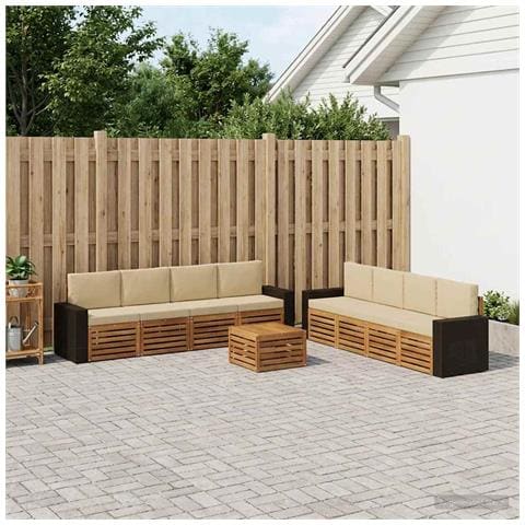 Set divani con cuscino 9 pcs Legno di Acacia Massello - Foto 2