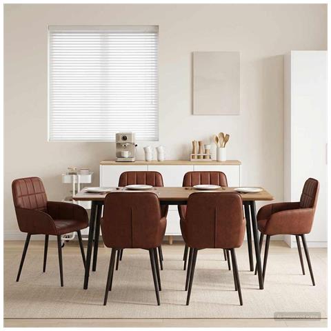 Sedie da pranzo 6 pcs Similpelle Marrone Lucido 57 x 50 x 85 cm - Foto 2