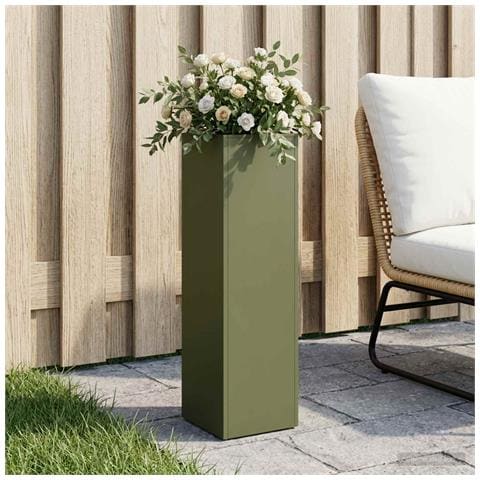 Vaso da giardino Verde Oliva 20 x 20 x 75 cm - Foto 2