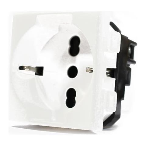 1 Presa Schuko 2p16 A Da Incasso Bianco Compatibile Btcino Matix - Foto 1