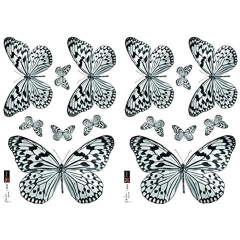 157049 Adesivi Murali - Stickers-farfalle In Bianco E Nero, 2 Fogli, 29,7 X 21 Cm - Foto 1