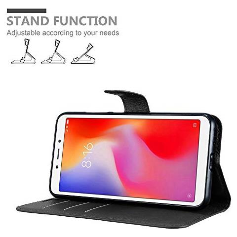 Custodia Compatibile Con Xiaomi Redmi 6a In Nero Carbone - Coperchio Protettiva Con Chiusura Magnetica, Funzione Stand E Tasca Per Le Carte - Foto 2