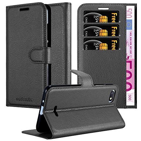 Custodia Compatibile Con Xiaomi Redmi 6a In Nero Carbone - Coperchio Protettiva Con Chiusura Magnetica, Funzione Stand E Tasca Per Le Carte - Foto 1